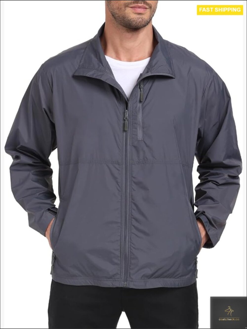 Packable Lightweight Windbreaker Jacket Breathable Travel Coat for Men
